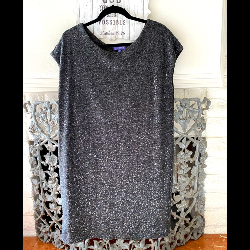 Vivienne Tam Charcoal Grey sequin mini Dress 🌿